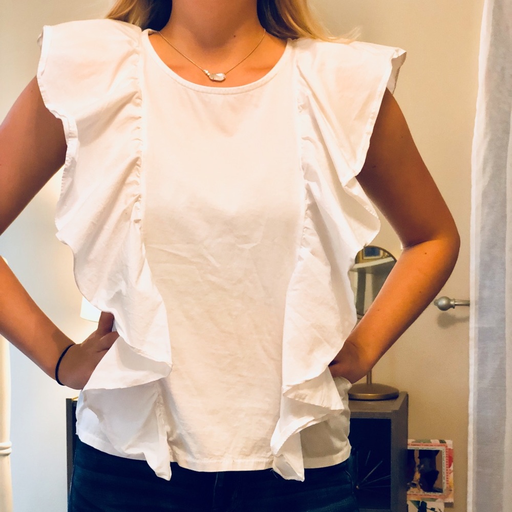 J. Crew ruffle sleeve top